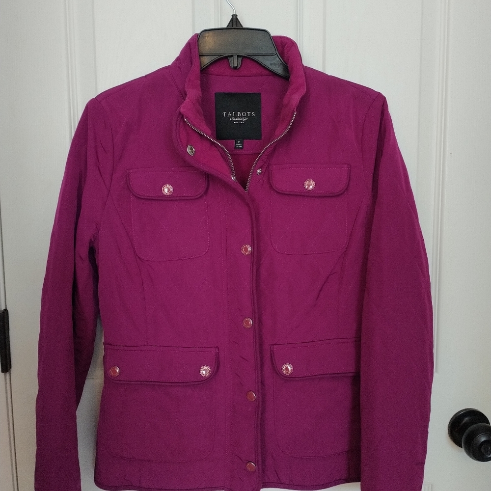 Talbot's Magenta Quilted Coat size petite